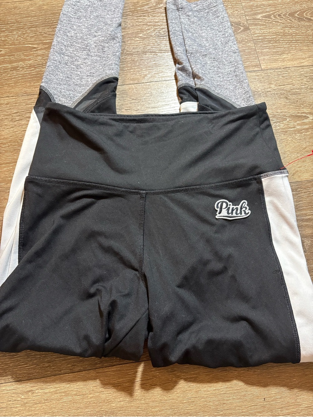 PINK Victoria's Secret Black, Gray & White Colorblock Leggings